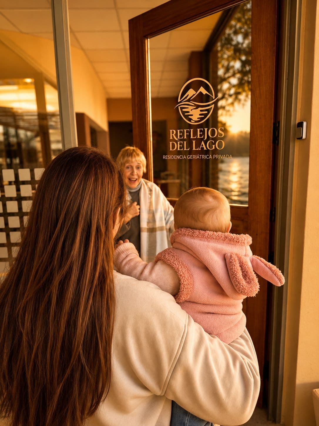 Una familia visita a su ser querido en Reflejos del Lago